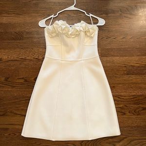Nordstrom Topshop strapless cream mini dress with back zipper.